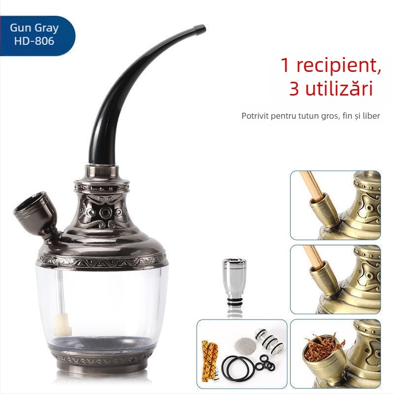 Pipă acrilică cu design demontabil și lavabil, portabil, cu muștiuc de filtru cu trei moduri