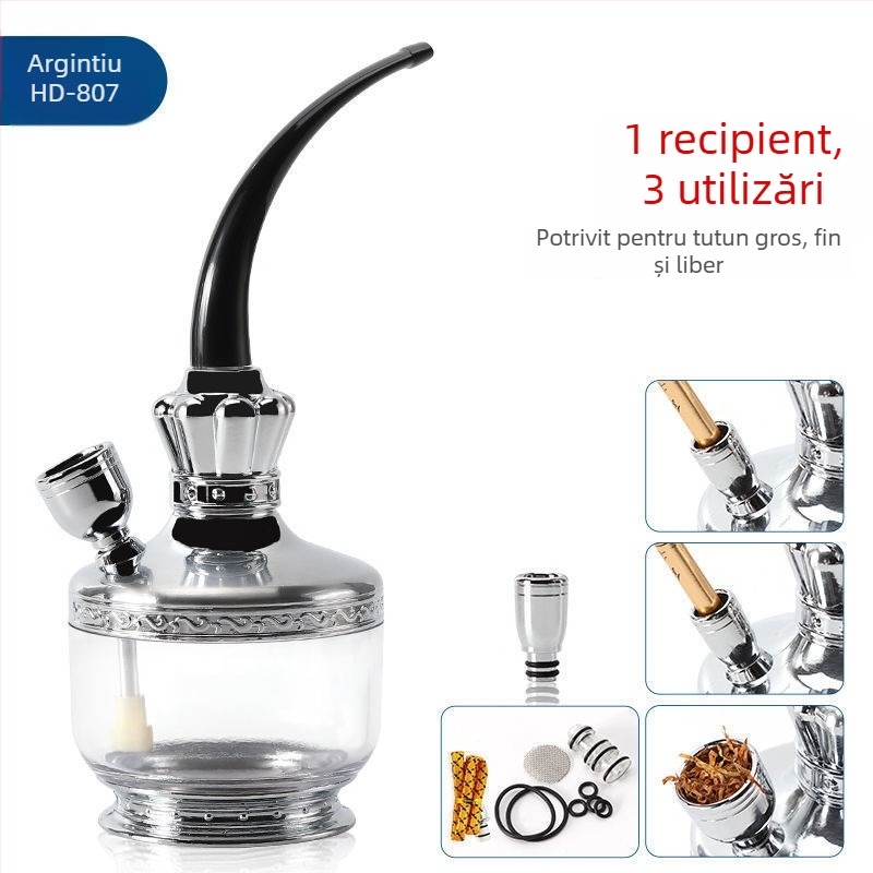 Pipă acrilică cu design demontabil și lavabil, portabil, cu muștiuc de filtru cu trei moduri