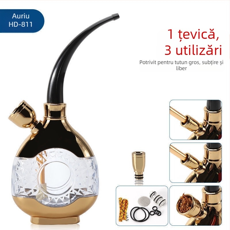 Pipă acrilică cu design demontabil și lavabil, portabil, cu muștiuc de filtru cu trei moduri