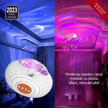 Lampă proiector cer înstelat – alimentare USB, Bluetooth, telecomandă, stereo, montaj pe masă