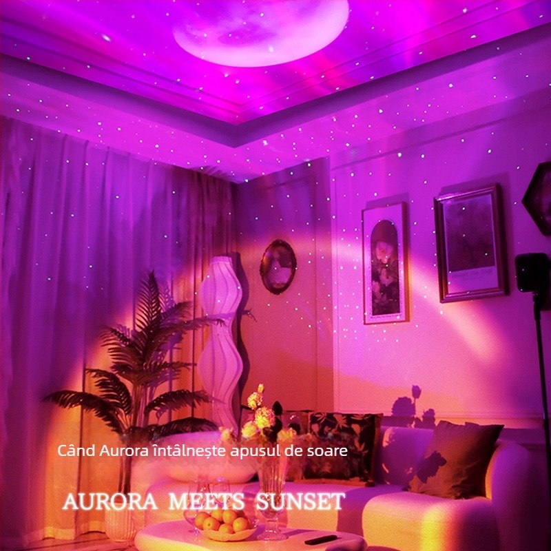 Lampă proiector cer înstelat – alimentare USB, Bluetooth, telecomandă, stereo, montaj pe masă