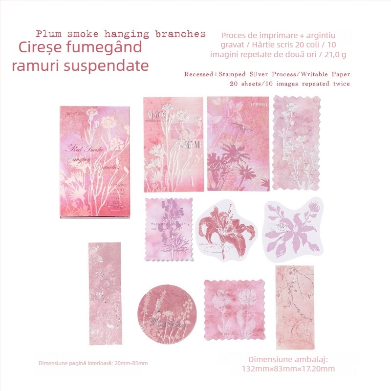 Note în cutie de chibrituri cu folie argintie, embossing, stil retro, autocolante decorative pentru jurnal, model W-BQ-2100