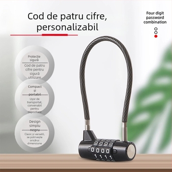 Lacăt cu combinație cu sârmă de oțel moale, model 800142-1, material: aliaj de zinc, distanța tijelor de închidere 147 mm, pentru uși de dulap, garduri, mese și scaune de curte, mașini de tuns iarba, remorci