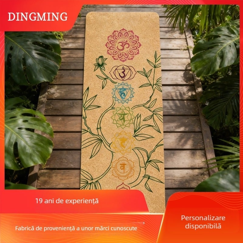 Covoraș de yoga din plută-cauciuc, antiderapant pe ambele fețe, ecologic, 3 kg, grosime 4/5/6 mm