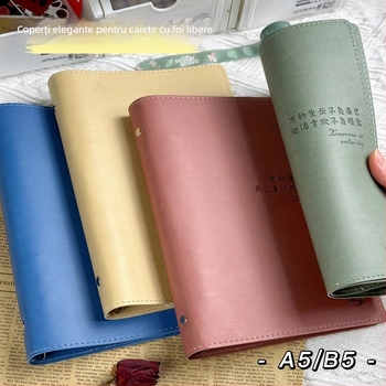 Carcasă pentru caiet cu acoperire din piele sintetică, legare tip binder, clips detașabil, 1–50 pagini