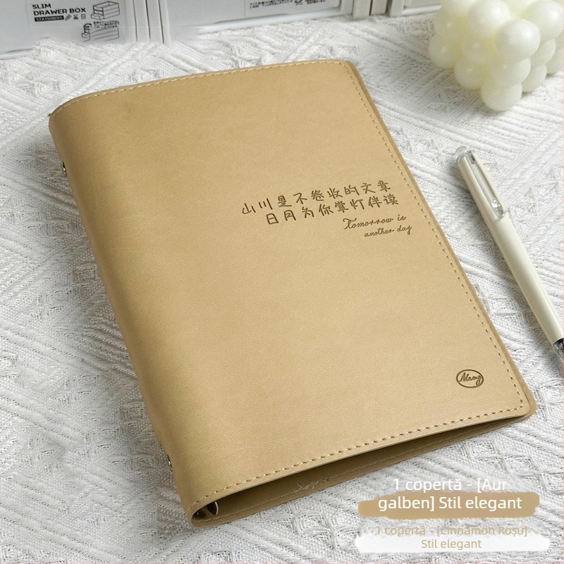 Carcasă pentru caiet cu acoperire din piele sintetică, legare tip binder, clips detașabil, 1–50 pagini