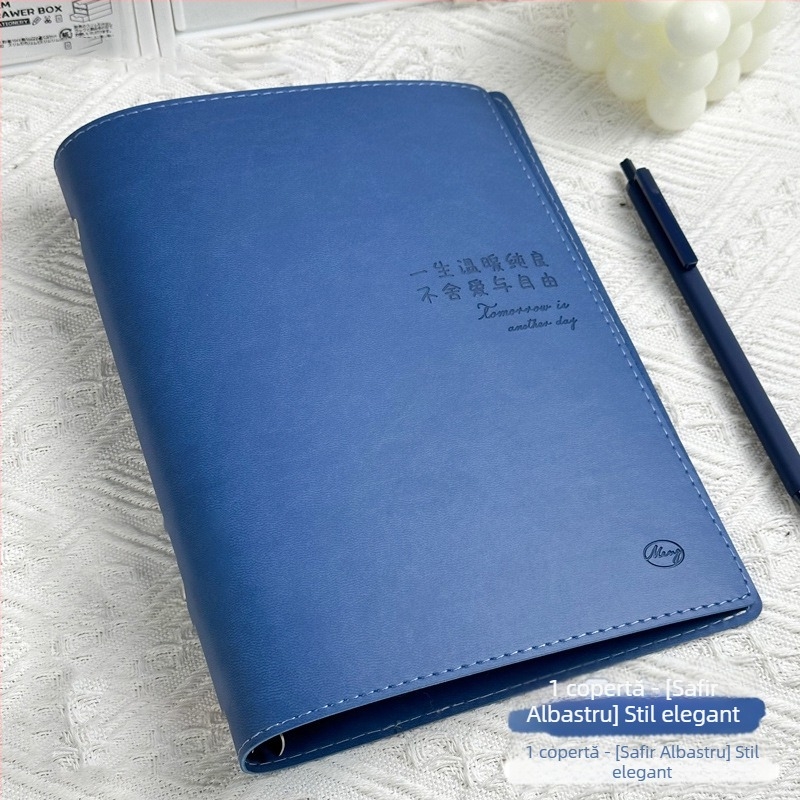 Carcasă pentru caiet cu acoperire din piele sintetică, legare tip binder, clips detașabil, 1–50 pagini