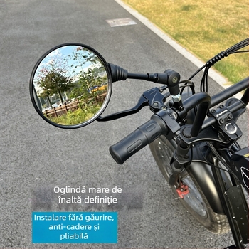 oglindă retrovizoare pliabilă pentru vehicule off-road - oglindă rotundă, cadru metalic, carcasă din plastic, montaj fără găuri, universal