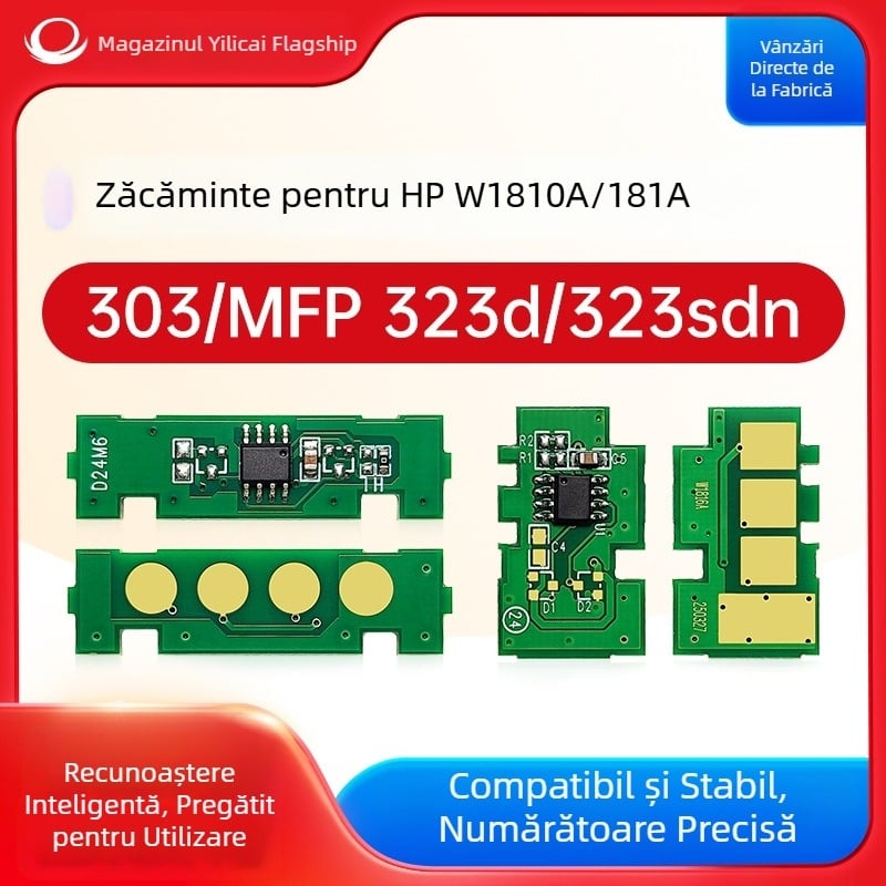 Chip de numărare pentru HP W1810A/W1810X și W1816A — Compatibil cu Laser 303/MFP 323D; modele originale W1810a/181a, W1810x/181x, W1816a; randament: cip compact 1.5k/3k pagini, cip tonner 10k pagini