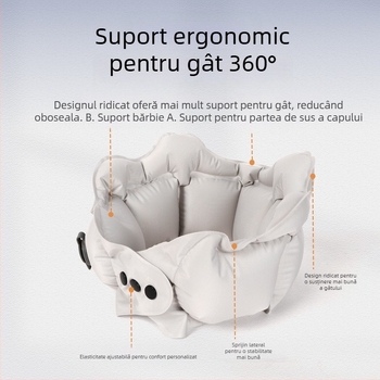 Pernă pneumatică în formă de U pentru gât, husă Ice Silk, umplută cu aer, pentru călătorii, suport pentru gât
