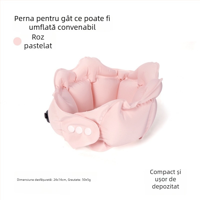 Pernă pneumatică în formă de U pentru gât, husă Ice Silk, umplută cu aer, pentru călătorii, suport pentru gât
