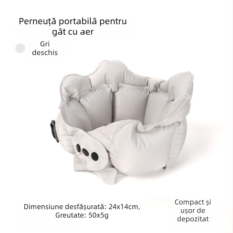 Pernă pneumatică în formă de U pentru gât, husă Ice Silk, umplută cu aer, pentru călătorii, suport pentru gât