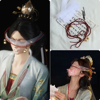 Mască de ochi Guanyin cu voal și șnur cu clopoțel pentru cosplay — Cod produs L3039, pentru adulți, lansare vară 2025