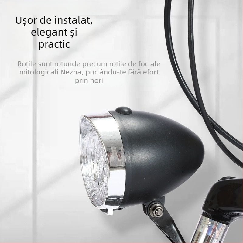 Lumină frontală pentru bicicletă, 3 LED, încărcare USB-A, montare cu șurub, pentru ciclism noaptea și deplasări în oraș