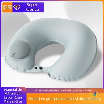 Pernă umflabilă în formă de U cu nucle Milk Silk, umplere cu aer, stil modern minimalist, pentru adulți
