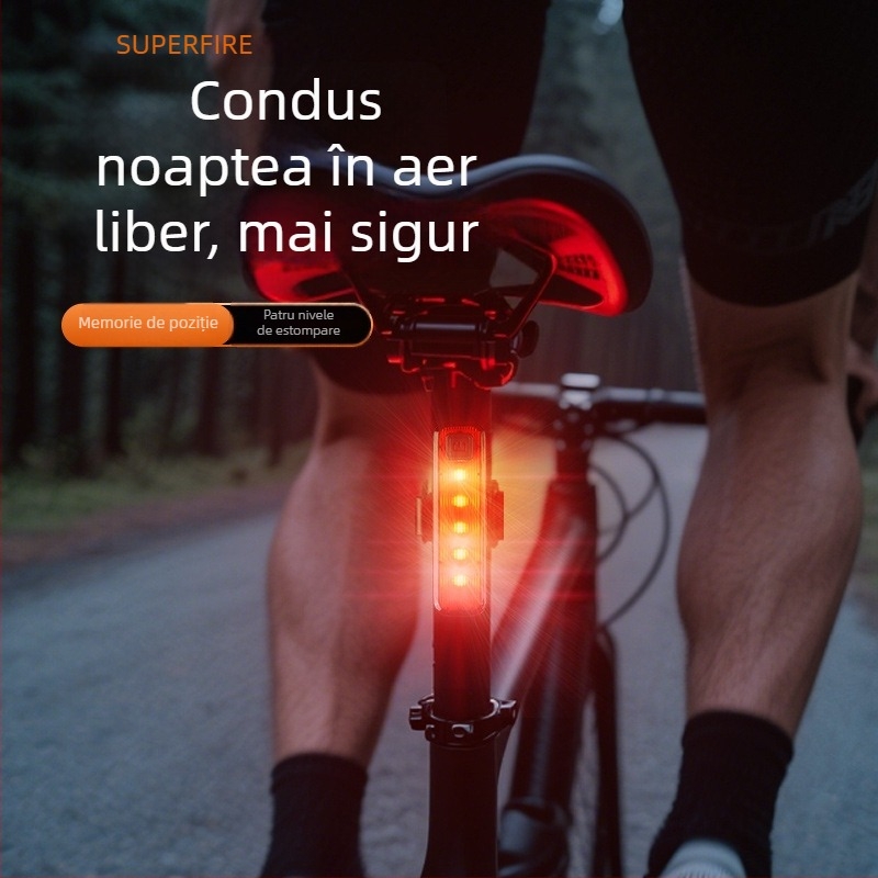 BTL08 Lampa spate pentru bicicletă – reîncărcabilă, pentru ciclism nocturn, compatibilă cu MTB și biciclete de drum, Divine Fire