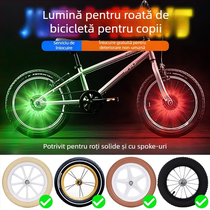 Bicicletă de echilibru pentru copii cu iluminare pe butuc, încărcare USB și senzor inteligent (Brand: Altă; Import: Nu; Mărci private: Nu; Personalizare: Nu)