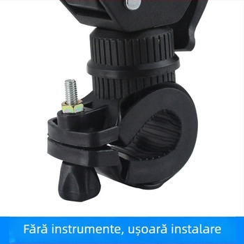 Suport pentru far pentru bicicletă de munte cu rotire la 360° – clemă pentru far și braț fix, marca KUTU