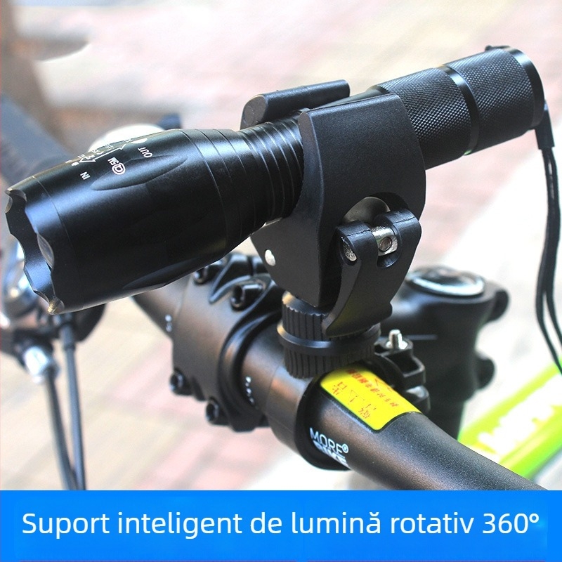 Suport pentru far pentru bicicletă de munte cu rotire la 360° – clemă pentru far și braț fix, marca KUTU