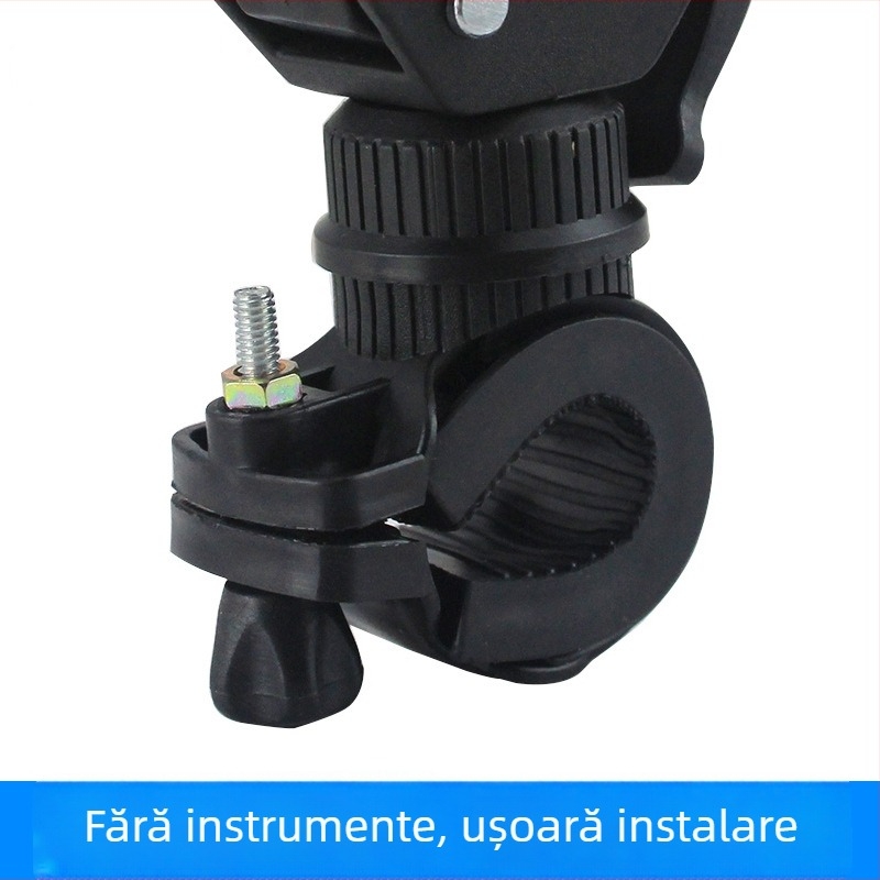 Suport pentru far pentru bicicletă de munte cu rotire la 360° – clemă pentru far și braț fix, marca KUTU