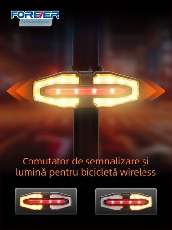 Lumină spate pentru bicicletă cu semnalizare la distanță, pentru biciclete de munte, USB-C 500mAh, montare rapidă, plimbare nocturnă