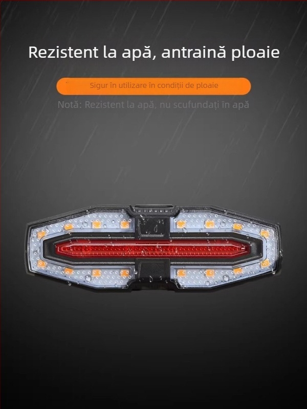 Lumină spate pentru bicicletă cu semnalizare la distanță, pentru biciclete de munte, USB-C 500mAh, montare rapidă, plimbare nocturnă