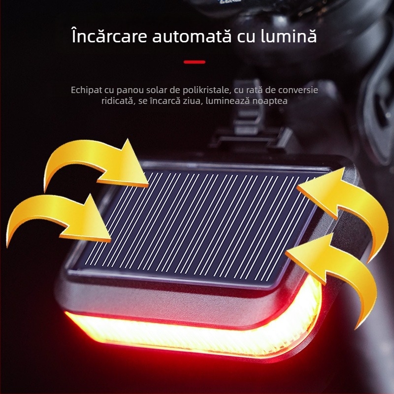 Lampa față spate pentru bicicletă Assaulter, Model 1120, Alimentare solară, lumină pentru noapte și avertizare pentru MTB/șosea