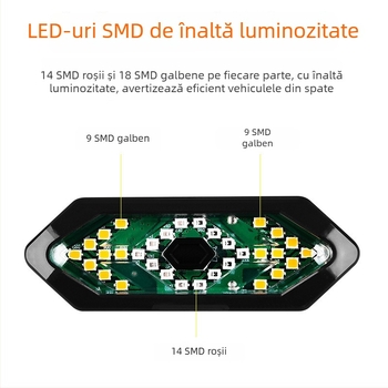 Lumină pentru bicicletă cu telecomandă și semnale stânga/dreapta, LED spate cu încărcare USB, impermeabilă, cu sonerie