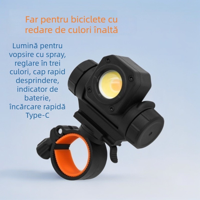 Kvdi far frontal pentru bicicletă de munte, luminozitate înaltă, IPX4 rezistent la apă, RA≥96 randament cromatic, pentru plimbări nocturne