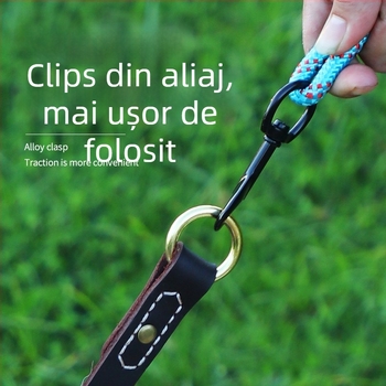 Colier de antrenament pentru câini, lanț P, din piele de vițel, reglabil, din piele de vită de primă calitate