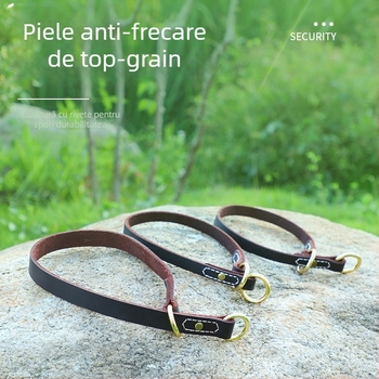 Colier de antrenament pentru câini, lanț P, din piele de vițel, reglabil, din piele de vită de primă calitate