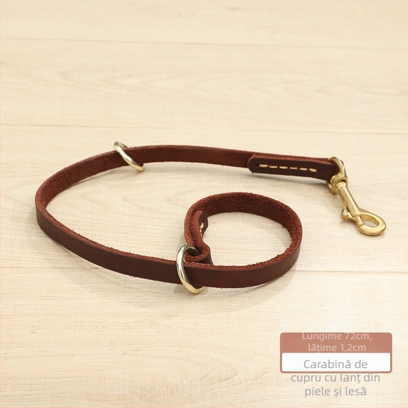 Colier de antrenament pentru câini, lanț P, din piele de vițel, reglabil, din piele de vită de primă calitate