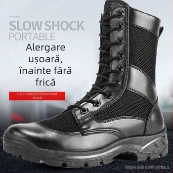 Ghete de drumeție înalte, respirante, ușoare, rezistente la uzură, partea superioară din piele sintetică, gambă de înălime medie