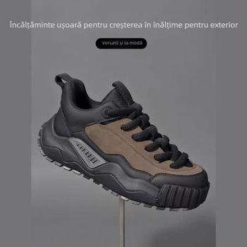 Pantofi sport casual pentru bărbați, stil coreean, pentru toamnă-iarnă, închidere cu șiret în față, partea superioară din piele sintetică, căptușeală din plasă, talpă din material compozit, toc mediu 3-5 cm