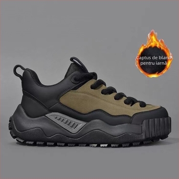 Pantofi sport casual pentru bărbați, stil coreean, pentru toamnă-iarnă, închidere cu șiret în față, partea superioară din piele sintetică, căptușeală din plasă, talpă din material compozit, toc mediu 3-5 cm