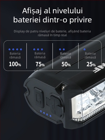 Lumină față pentru bicicletă – aliaj de aluminiu, impermeabilă, USB încărcare, proiecție puternică pentru ciclism montan și pe șosea