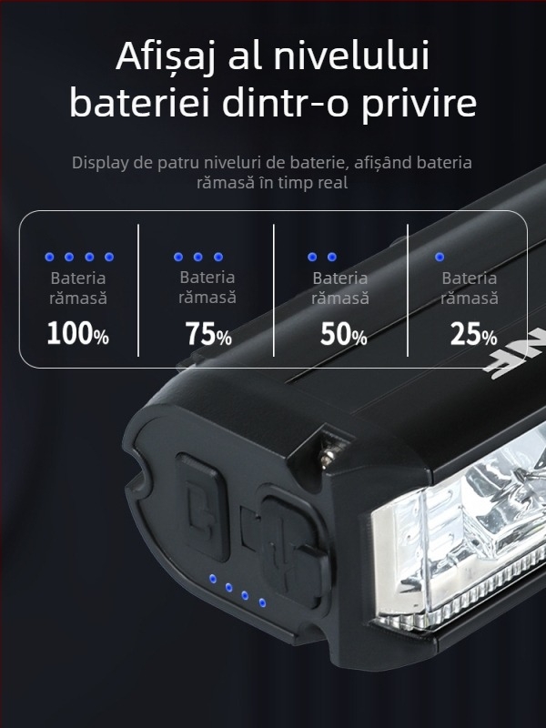 Lumină față pentru bicicletă – aliaj de aluminiu, impermeabilă, USB încărcare, proiecție puternică pentru ciclism montan și pe șosea