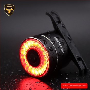 ANTUSI Q3 Lumină de spate inteligentă pentru biciclete de drum – reîncărcabilă, avertizare la frânare