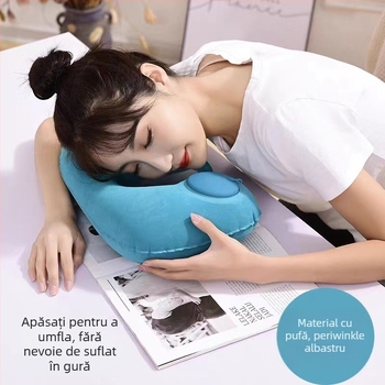 Pernă gonflabilă în formă de U pentru gât, pentru călătorii, PVC, grosime 18, umflare prin apăsare, brand Shunchuang