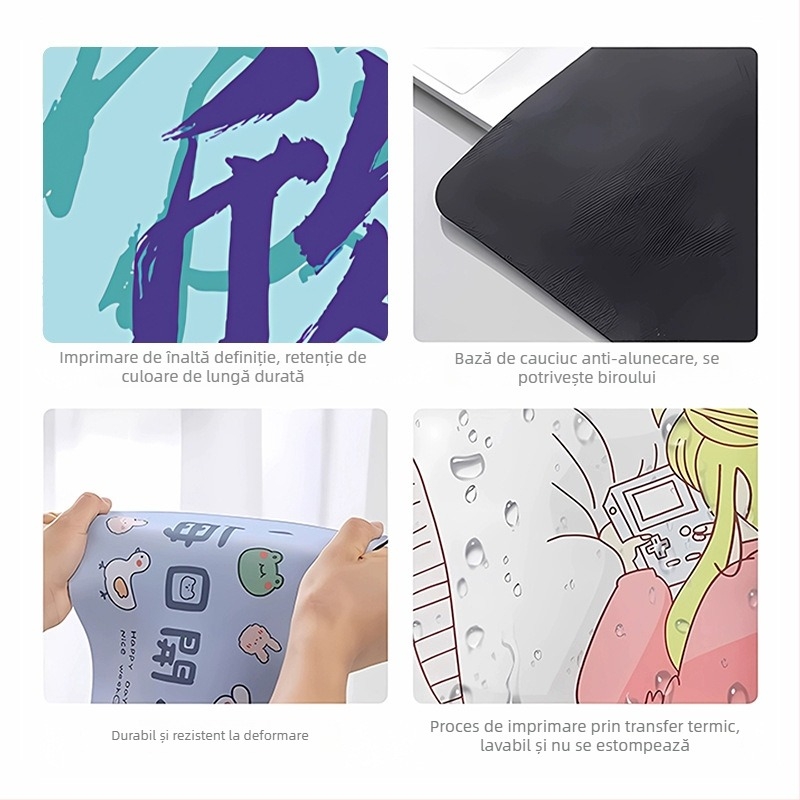 Serie Creative Text – Pad de mouse antiderapant, extra-large, cu suport pentru încheietura mâinii, pentru birou