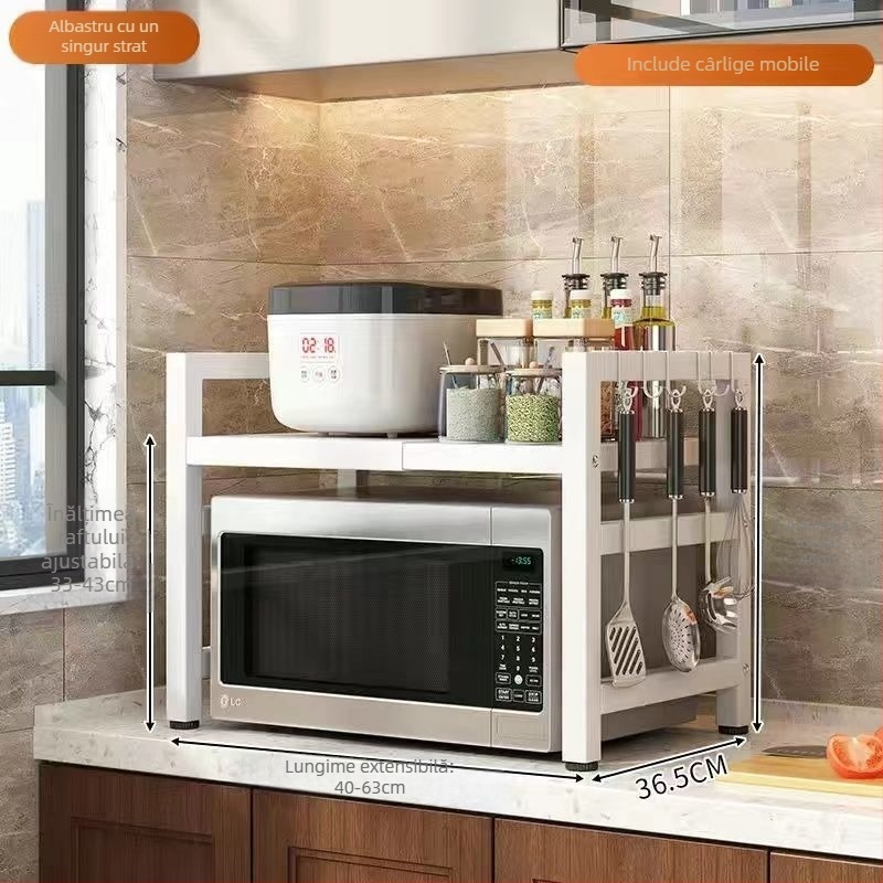 Raft de depozitare pentru cuptorul cu microunde, birou extensibil, construcție multistrat, oțel din carbon, design simplu și modern, marcă Strong merchants