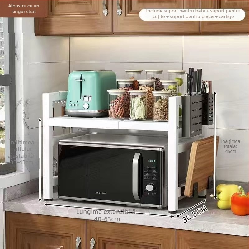 Raft de depozitare pentru cuptorul cu microunde, birou extensibil, construcție multistrat, oțel din carbon, design simplu și modern, marcă Strong merchants