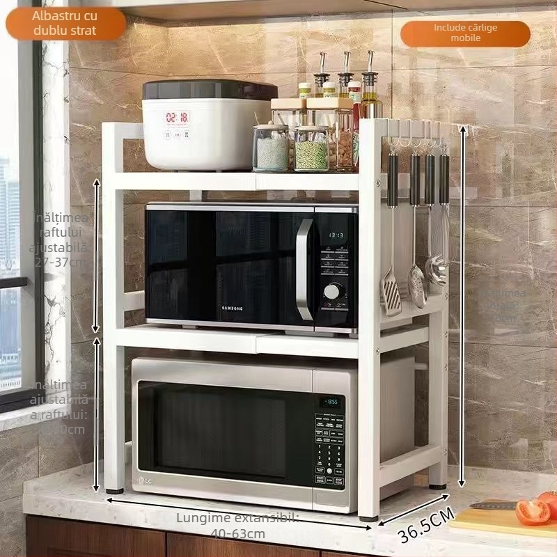 Raft de depozitare pentru cuptorul cu microunde, birou extensibil, construcție multistrat, oțel din carbon, design simplu și modern, marcă Strong merchants