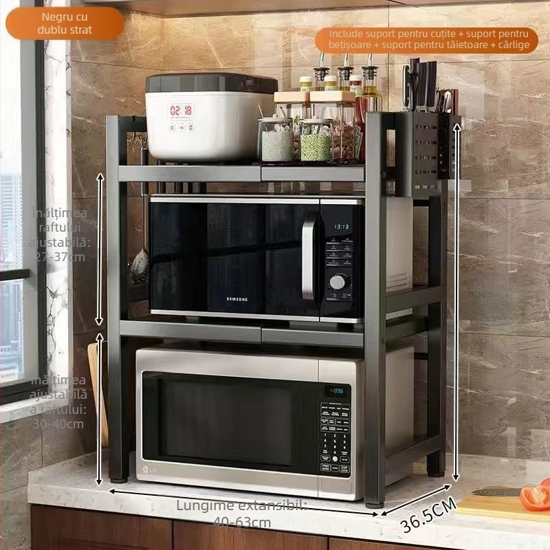 Raft de depozitare pentru cuptorul cu microunde, birou extensibil, construcție multistrat, oțel din carbon, design simplu și modern, marcă Strong merchants