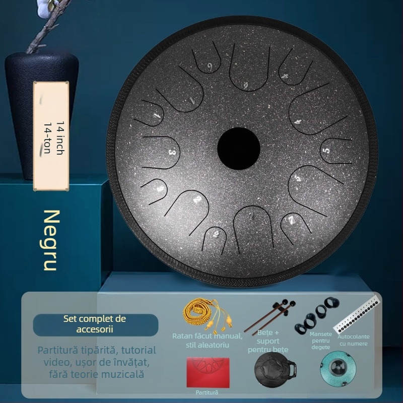 Tambur cu limbă din oțel Lotus Eteric – 13 tonuri și 14 tonuri, pentru începători, calitate profesională, tambur de mână