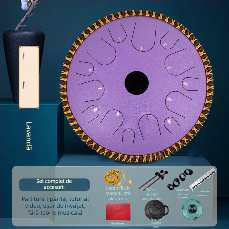 Tambur cu limbă din oțel Lotus Eteric – 13 tonuri și 14 tonuri, pentru începători, calitate profesională, tambur de mână