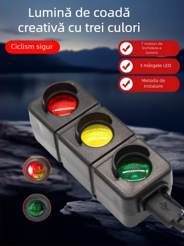 Lumină de spate pentru bicicletă cu LED, avertizare pentru plimbări de noapte, cod S-074