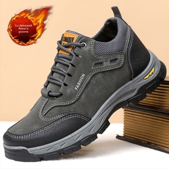 Pantofi sport pentru bărbați, cu căptușeală fleece pentru iarnă, impermeabili, casual, cu șireturi, talpă EVA