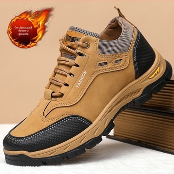 Pantofi sport pentru bărbați, cu căptușeală fleece pentru iarnă, impermeabili, casual, cu șireturi, talpă EVA