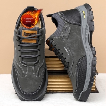 Pantofi sport pentru bărbați, cu căptușeală fleece pentru iarnă, impermeabili, casual, cu șireturi, talpă EVA